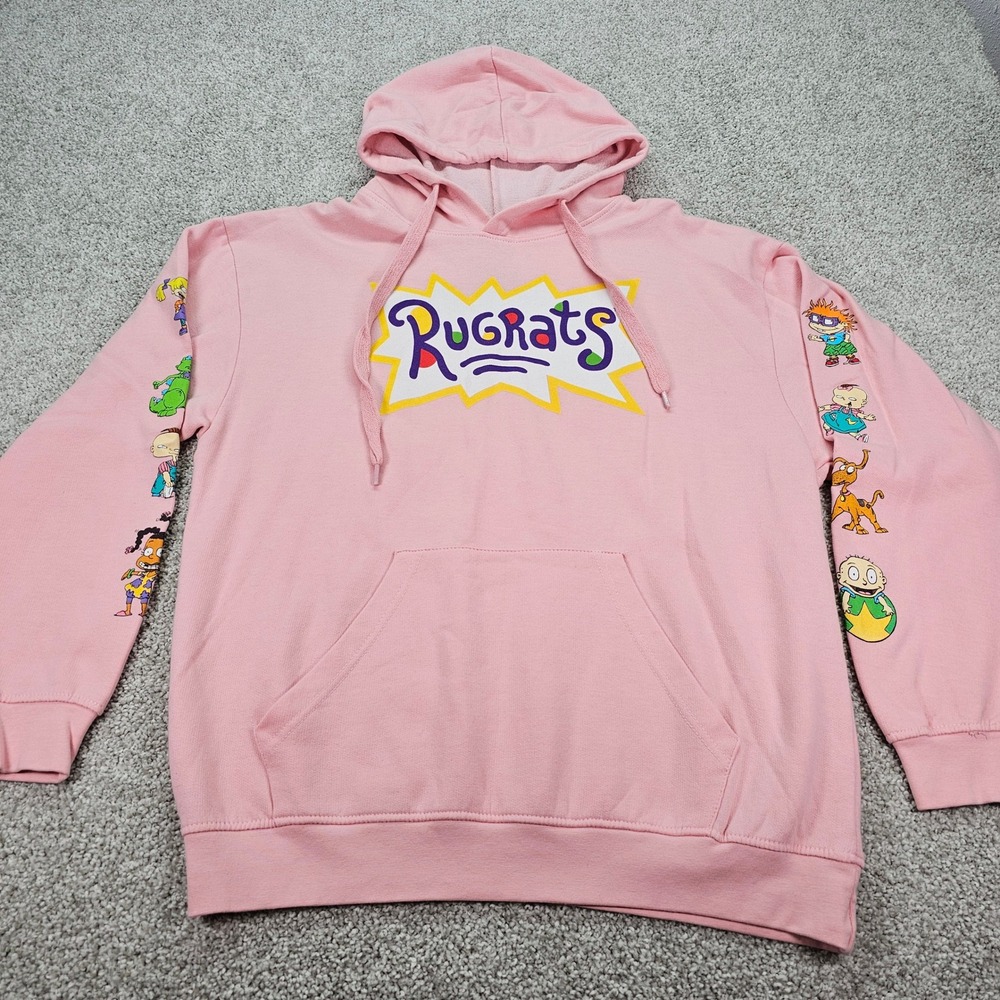 Nickelodeon Rugrats‎ Pink Hoodie Women's Size L Cartoon Characters Graphic 90s